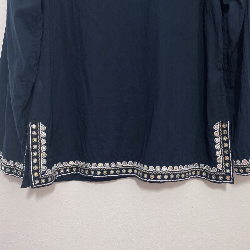 Express Womens Cotton Babydoll Bell Sleeve V Neck Sequin Top Size L Y2K Fairy - Picture 9 of 12